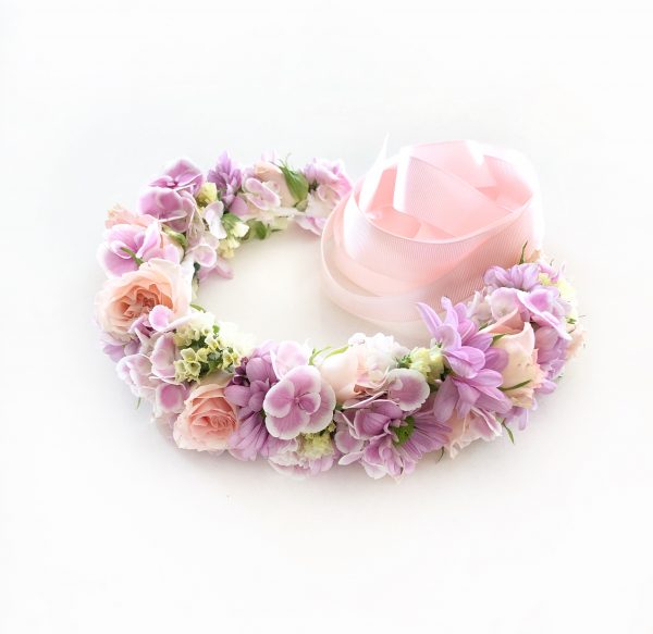 Mauve and pink Flower Crown. The Petal Provedore. Melbourne.