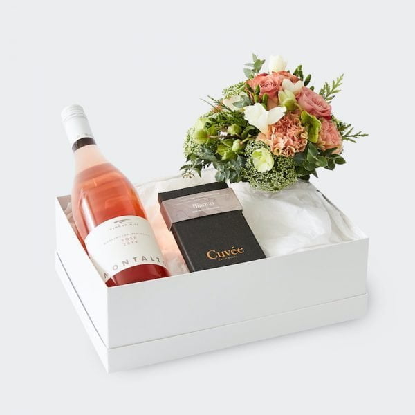 Wine Time Gift Hamper Rose. The Petal Provedore. Melbourne.