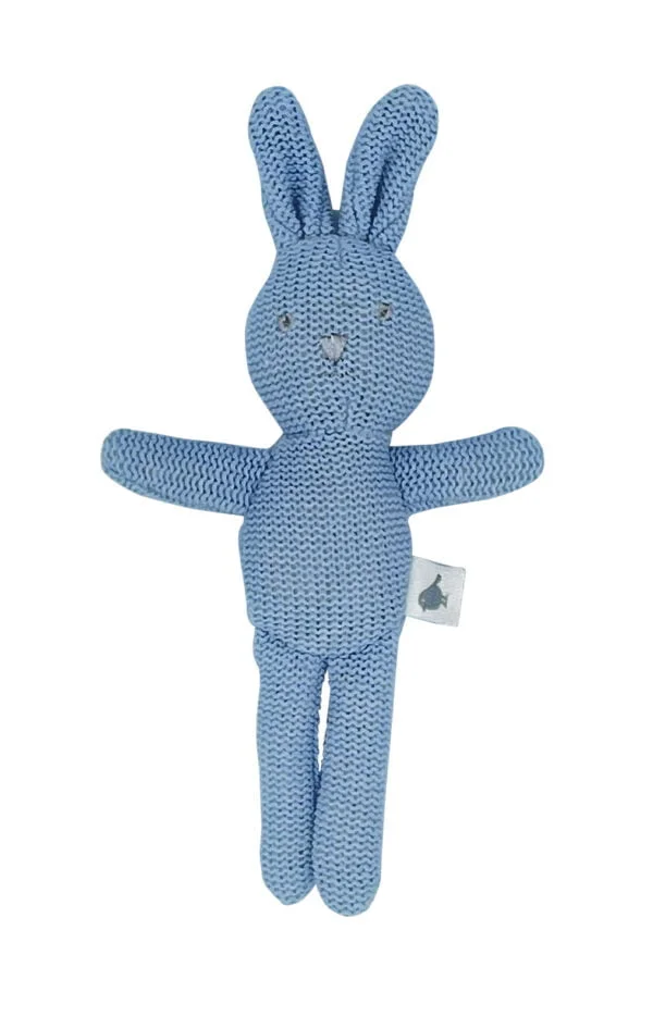 Knitted Blue Bunny Rattle